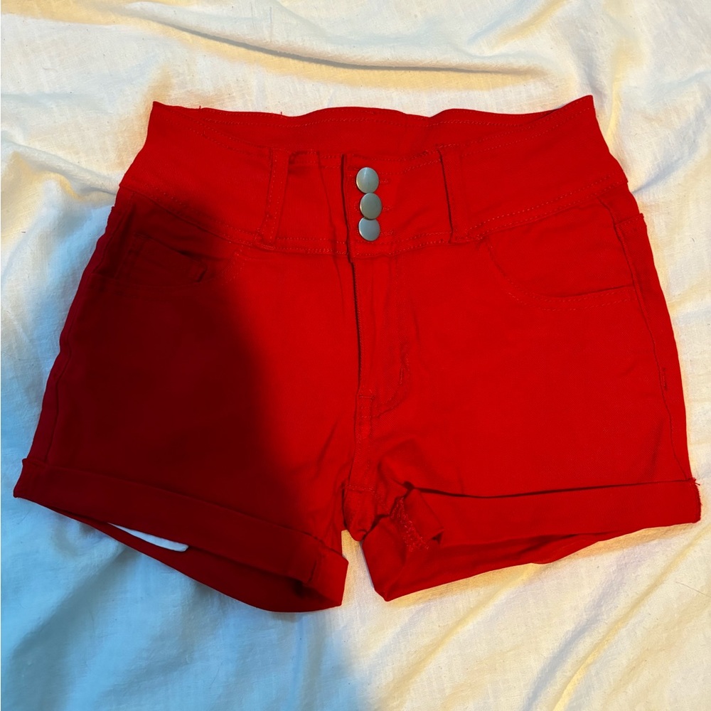 women's red shorts
